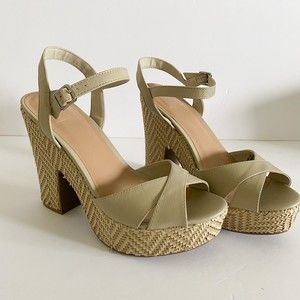 Kaari Blue Platform Taupe Strappy Sandals